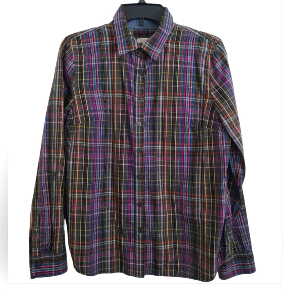 Talbot's Multicolor Striped 100% Cotton Button Down Shirt Size Medium